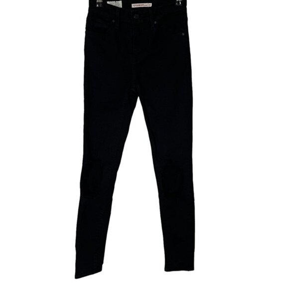 Levi’s 721 High Rise Skinny Ripped Jeans Black Women’s Size 25x30 Distressed - Picture 2 of 15